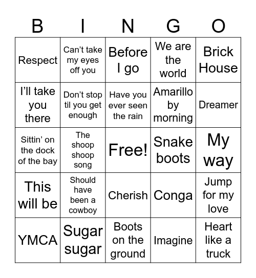 Music Bingo Card