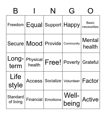 Unit One R&W Bingo Card