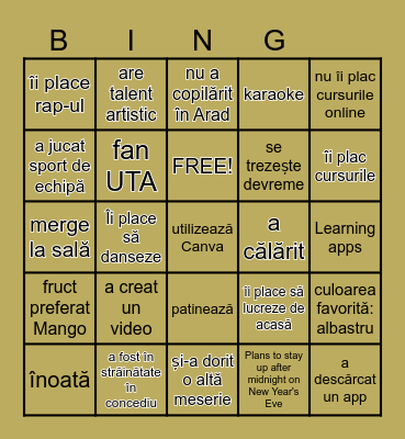 Să ne cunoaștem... Bingo Card