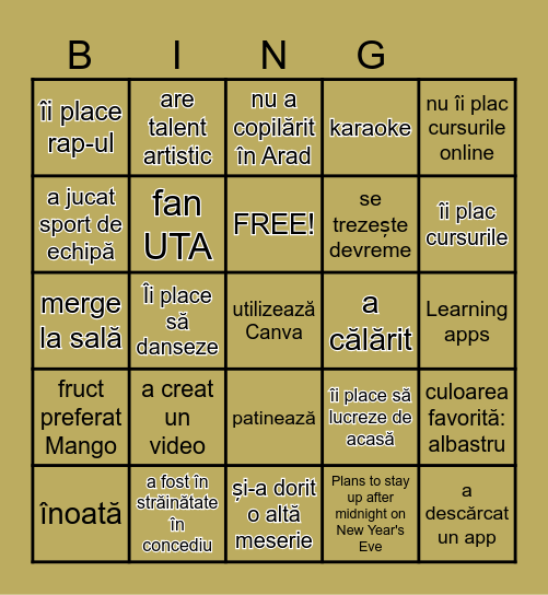 Să ne cunoaștem... Bingo Card