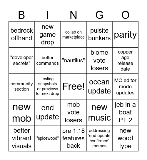 MC LIVE Bingo Card