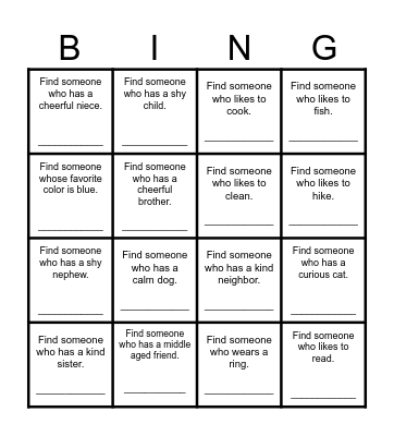 Find someone who... Bingo Card