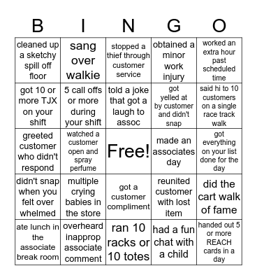 Marshall's Bingo Card