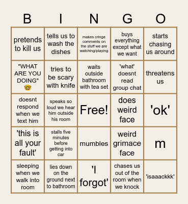 wawa bingo Card