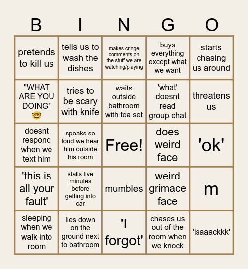 wawa bingo Card