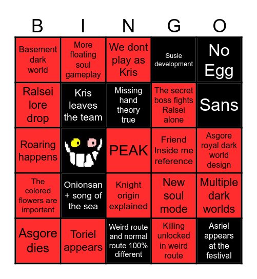 Deltarune Chapter 5 Bingo Card