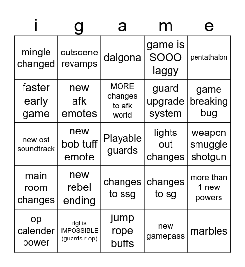 ink game guard update Bingo Card