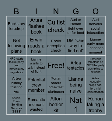 Eseron Bingo Card