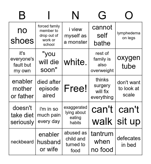 my 600 lb life Bingo Card