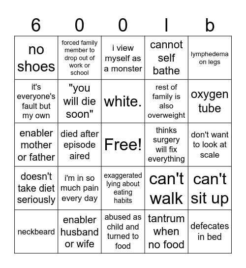 my 600 lb life Bingo Card