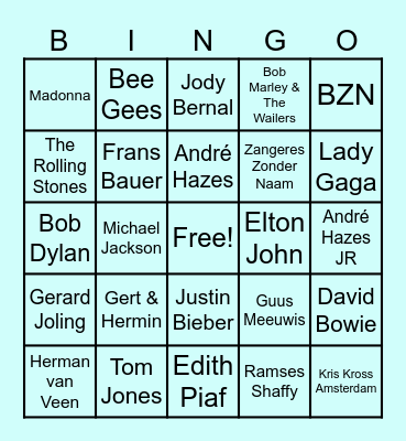 HITS 1950 - 2025 Bingo Card