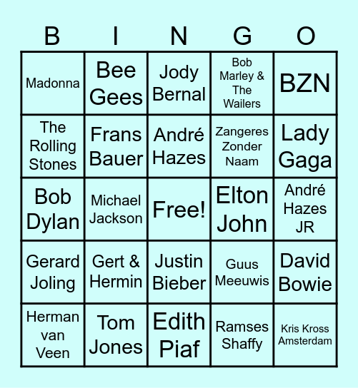 HITS 1950 - 2025 Bingo Card