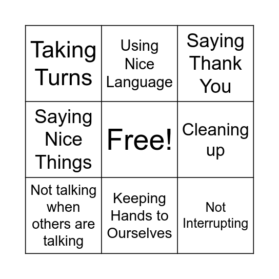 Respect! Bingo Card