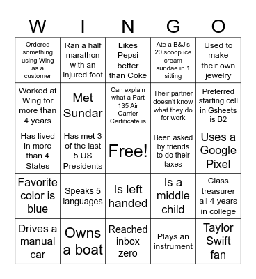 2025 Finance Offsite Wingo Bingo Card