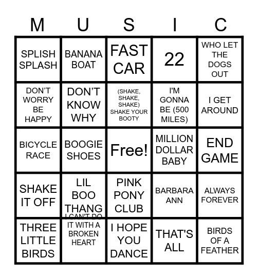 HAPPY HITS!!! Bingo Card