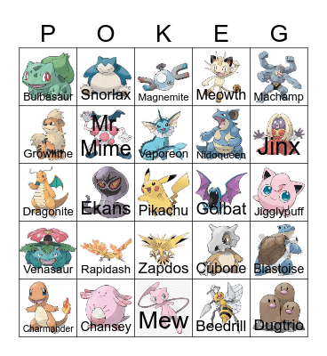 Pokemon Bingo! Bingo Card