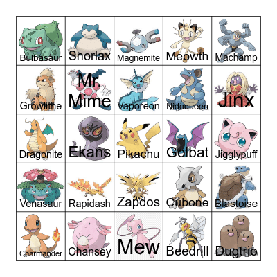Pokemon Bingo! Bingo Card
