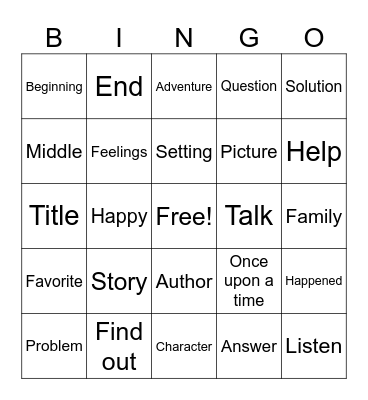 Characters Shape Stories Bingo Card