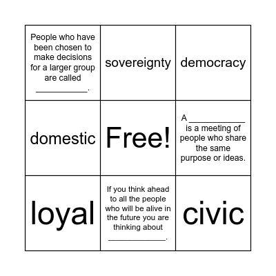 M3W1 - Vocab Review Bingo Card