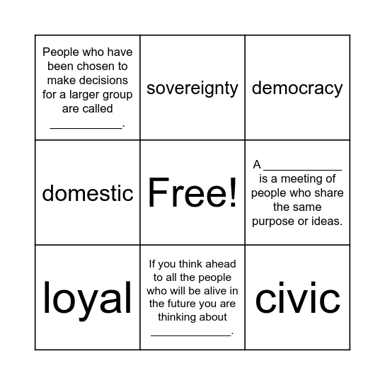 M3W1 - Vocab Review Bingo Card