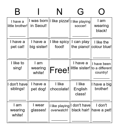 People Bingo Card