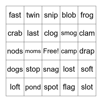 UFLI 37b and 38b Bingo Card