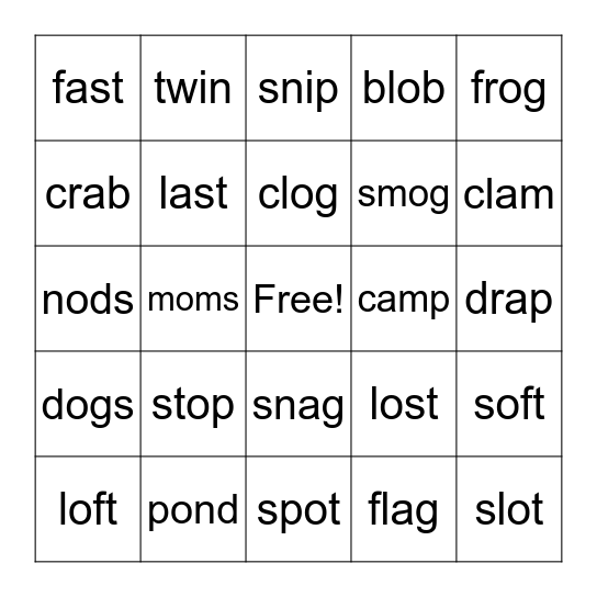 UFLI 37b and 38b Bingo Card
