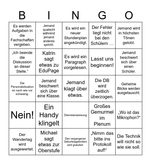 Dienstberatung 2 Bingo Card