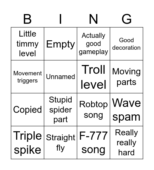 Recent tab bingo Card