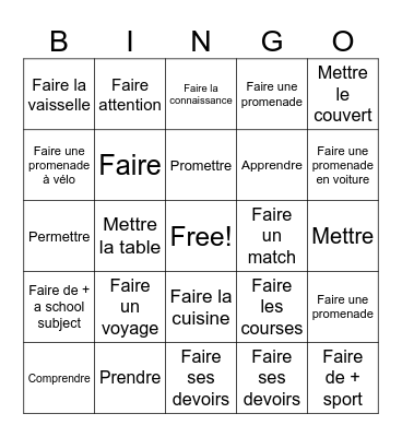 Lesson 5 - Les Presentations Bingo Card