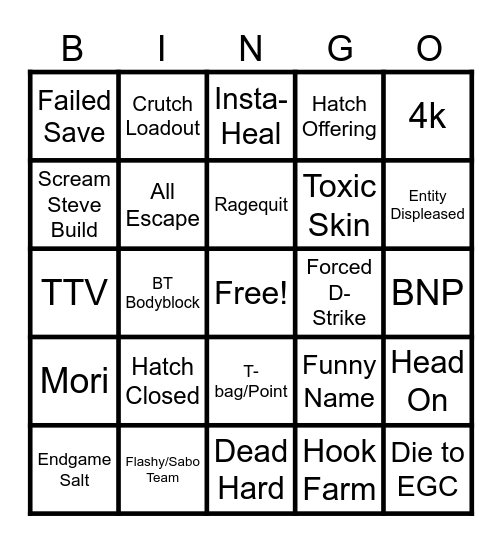 Killer Bingo Card