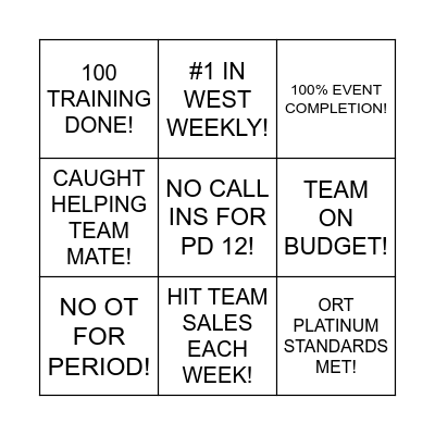 CONNECTIONS TEAM GOAL BINGO PD 12! Bingo Card