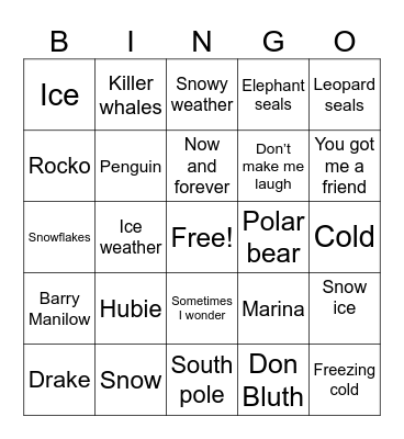 The pebble and the penguin bingo Card