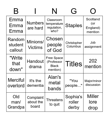 Miller's 313 BINGO Card