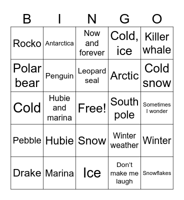 The pebble and the penguin bingo Card