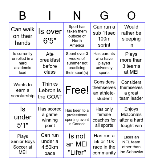SACC Bingo Card