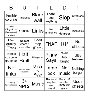 BUILD MODE BINGO Card