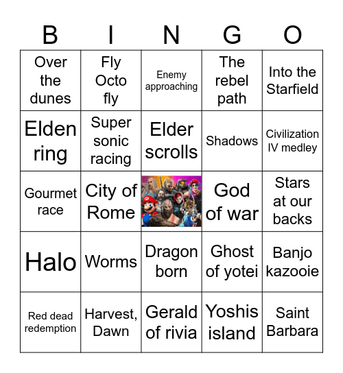 Songs in Video Games Bingo Card
