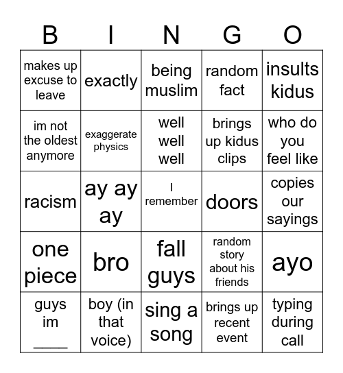 WESTIN Bingo Card