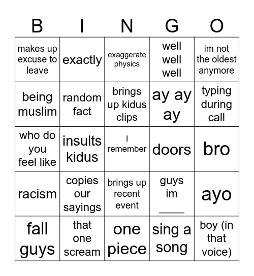 WESTIN Bingo Card
