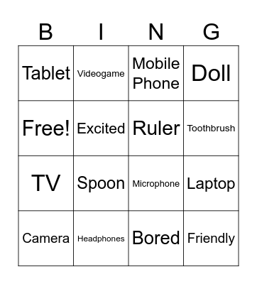 English Class Bingo Card
