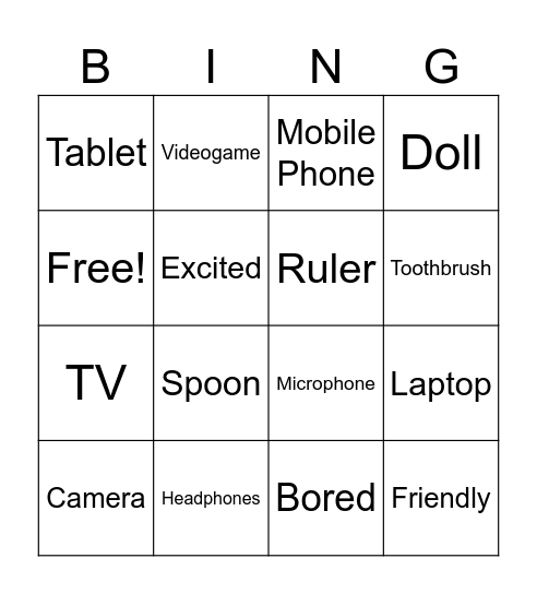 English Class Bingo Card