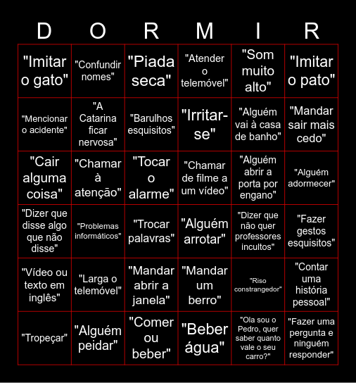 Bingo sonolento Bingo Card