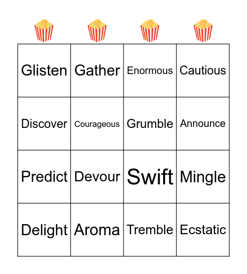 Popcorn Bingo! Bingo Card