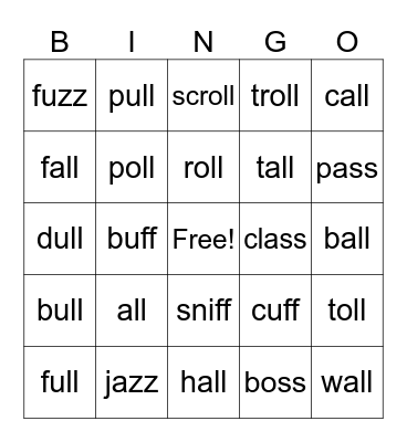 Phonics Review Bingo Card