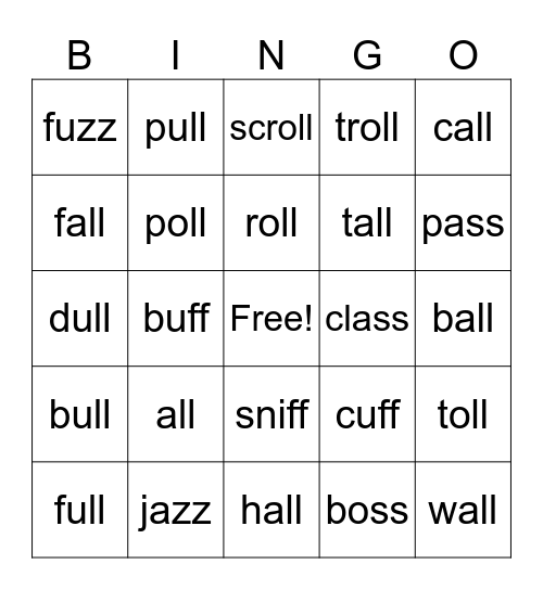 Phonics Review Bingo Card