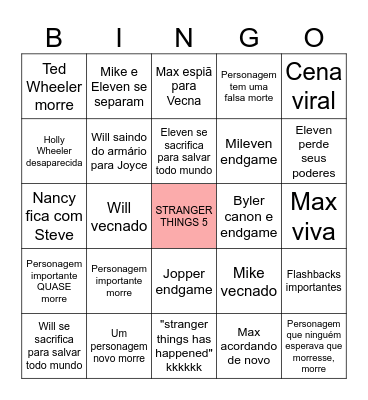 BINGO DE STRANGER THINGS 5 Bingo Card