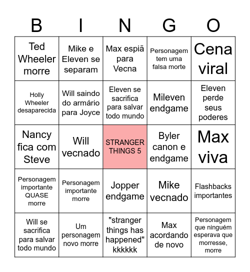 BINGO DE STRANGER THINGS 5 Bingo Card