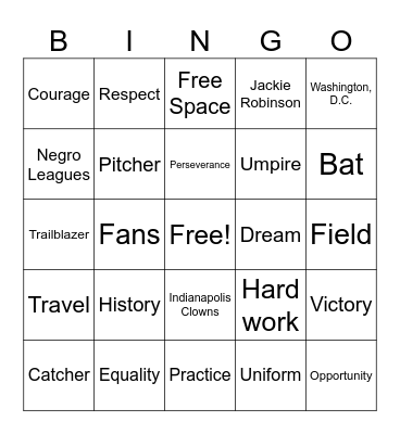 Mamie Johnson's Big League Bingo Card