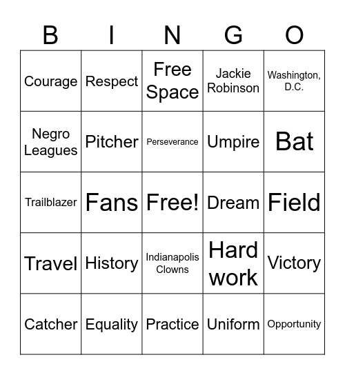 Mamie Johnson's Big League Bingo Card